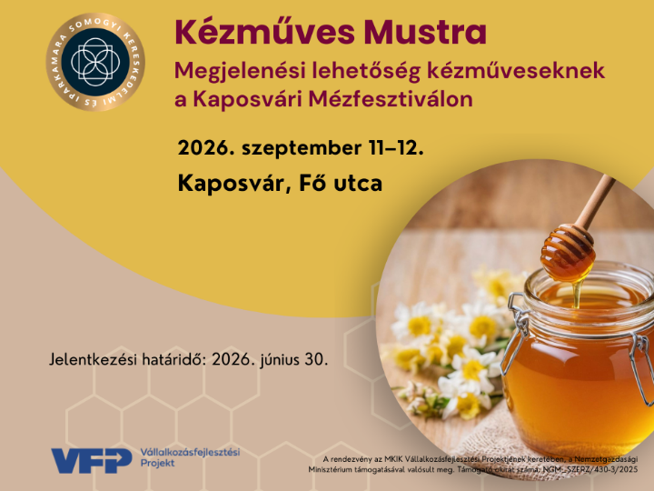Támogatott megjelenési lehetőség kézműveseknek a Kaposvári Mézfesztiválon